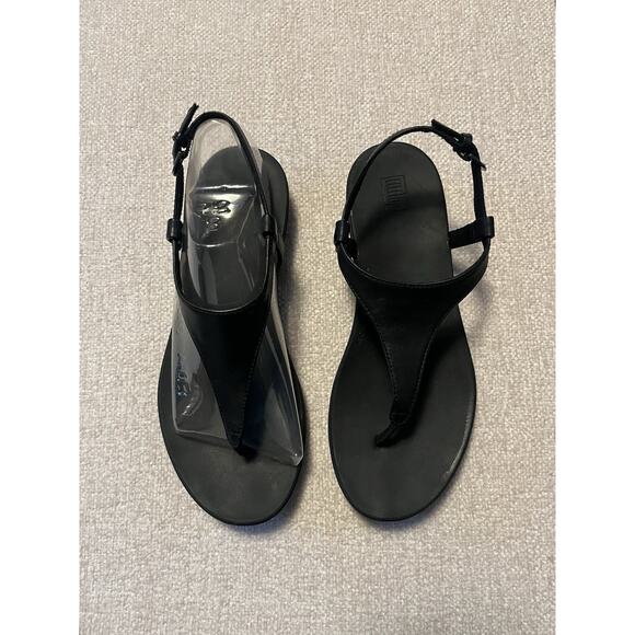 Fitflop Lainey Slingback Thong Sandals Womens Size 7 Black Minimalist Comfort - Picture 2 of 10